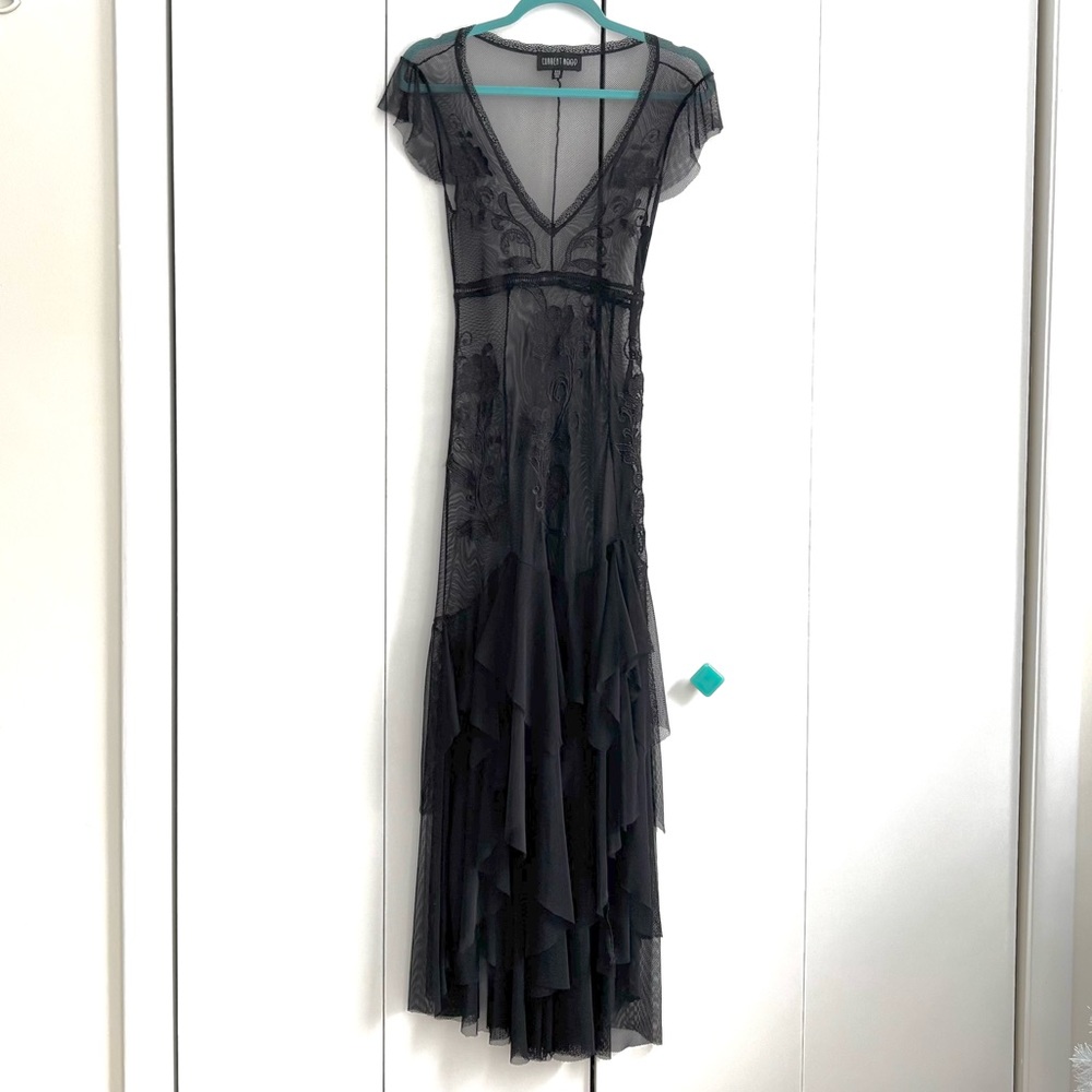 Dolls Kill Current Mood Karmic Commotion Black Mesh Midi Dress Size XXS